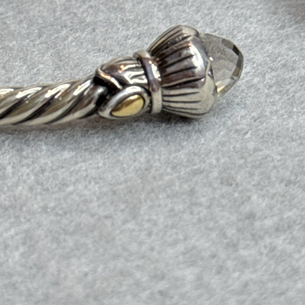Cable Cuff Bracelet White Topaz Twist 18K Gold Sterling Silver Bali Designs 7" - Picture 6 of 11